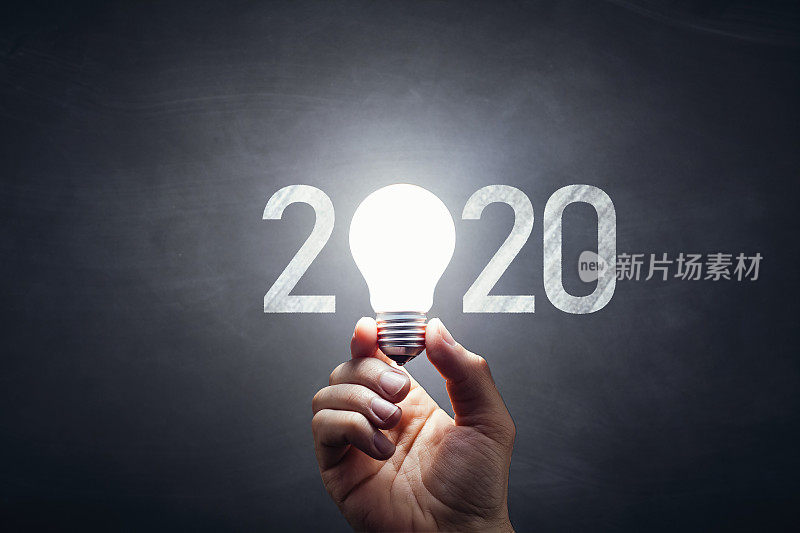 新年2020 -灯泡手想法黑板